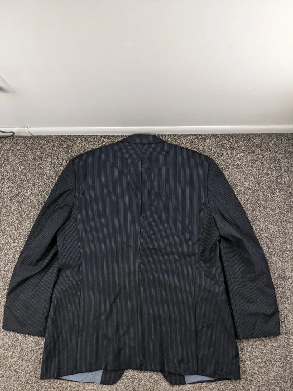 Hugo Boss 46R Wool Pinstripe 2 PC Suit Pasolini 1 Movie 1 Black Blue 40x30